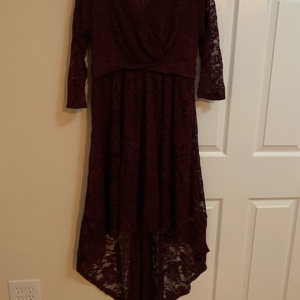 Red lace dress.